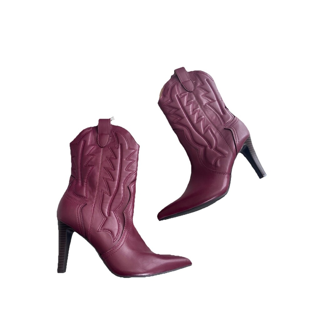 Indigo Rd. Womens Red Faux Leather Pointed To Cowgirl Boots Western Sz 7